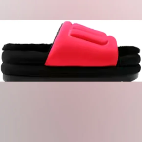 UGG Maxi Graphic RASPBERRY BLACK Platform Slide Sandals Puffy Furry NWOB / NWOT - Picture 9 of 12